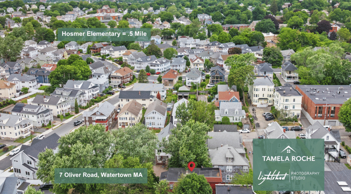 7 Oliver Rd Watertown MA 02472 Aerial View Hosmer Elementary