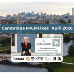 Image titled "Cambridge MA Market April 2026" with a photo of the Charles River in Cambridge and the Boston skyline on the horizon.
