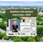 Image titled "Medford MA Market September 2026" and a photo showing homes on tree-lined streets near the Mystic River.