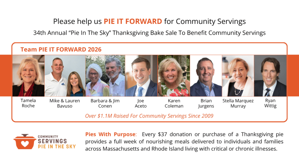 Image of Team Pie It Forward volunteers who support the annual “Pie In The Sky” Thanksgiving Bake Sale to benefit Community Servings.